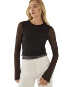 HiCCUP Bluza dama - semitransparenta - guler rotund - negru - poliester