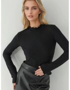 HiCCUP Bluza dama - slim fit - guler rotund - texturat - negru - jerseu