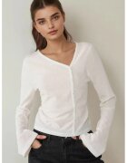 HiCCUP Bluza dama - tip waffle texturata - decolteu asimetric - alb - jerseu