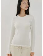 HiCCUP Bluza dama - top simplu - maneca lunga - tricot - Alb - Alb