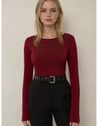 HiCCUP Bluza dama - top slim fit - decolteu tip barca - rosu - maneca lunga