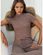 HiCCUP Bluza dama - tricotata - slim fit - maro cognac - poliester