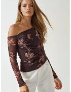 HiCCUP Bluza din tul cu imprimeu floral cu guler asimetric