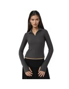 HiCCUP Bluza sport dama - Polo activ cu maneca lunga - fermoar - gri - tricot
