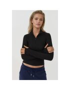 HiCCUP Bluza sport - polo cu maneca lunga - ajustat - negru - tricot