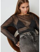HiCCUP Bluza transparenta cu maneci lungi slim fit - neagra - Negru