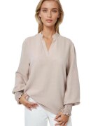 HiCCUP Bluze dama - bluza cu maneca lunga - decolteu in V - bej - bumbac