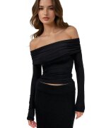 HiCCUP Bluze dama - bluza drapata cu umeri goi - negru - jerseu viscoza