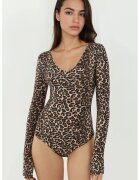 HiCCUP Body mulat - jerseu - decolteu in V - imprimeu leopard - maro/negru