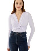 HiCCUP Body slim fit - maneca lunga - decolteu in V - alb - poliester - Alb