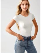 HiCCUP Body tricotat - guler rotund - croiala slim fit - alb - tricot