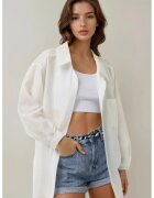 HiCCUP Camasa dama - viscoza/nylon - cu maneca lunga - guler clasic - alb