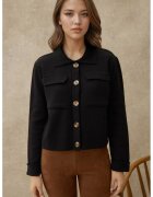 HiCCUP Cardigan - cu nasturi si buzunare - negru - acril