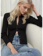 HiCCUP Cardigan dama - mulat - maneca lunga - negru - tricot