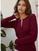 HiCCUP Cardigan dama - slim fit - guler rotund - visiniu - tricot
