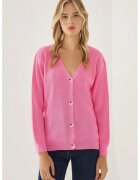 HiCCUP Cardigan Femei Decolteu in V - Nasturi - Tricot - Roz neon