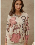 HiCCUP Cardigan - Jacquard cu Flori - tricotat - Fildes Natural -
