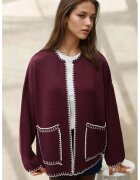 HiCCUP Cardigan lung tricotat - detalii cusute - visiniu - tricot