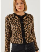 HiCCUP Cardigan tricotat gros cu nervuri si imprimeu leopard - multicolor - tricot -