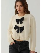 HiCCUP Cardigan tricotat gros - guler rotund - alb natural - tricot