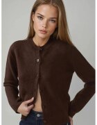 HiCCUP Cardigan tricotat - guler rotund - moale - maro castaniu