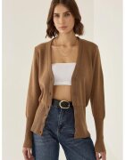 HiCCUP Cardigan - tricotat semi-fit - decolteu in V - maro - acril