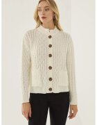 HiCCUP Cardigan tricotat texturat cu nasturi - alb - acril