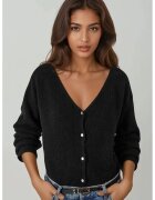 HiCCUP Cardigane - Femei - Cardigan ultra-moale cu decolteu in V si nasturi - cu utilizare dubla - Negru - S - Negru