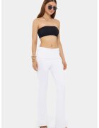 HiCCUP Colanti - evazati cu detaliu in talie - alb - textil