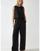 HiCCUP Compleu dama - bluza - pantaloni largi - negru - poliester