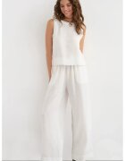 HiCCUP Compleu dama - bluza si pantaloni largi - alb - poliester