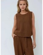 HiCCUP Compleu dama - bluza si pantaloni largi - maro - poliester