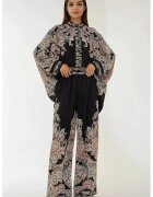 HiCCUP Compleu dama - pantaloni cu talie inalta - croiala larga - negru - textil