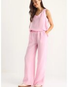 HiCCUP Compleu dama - tricou elegant si pantaloni largi - poplin - roz