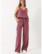 HiCCUP Compleu dama - tricou elegant si pantaloni largi - poplin - violet
