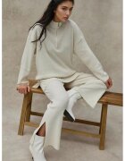 HiCCUP Costum coordonat dama - tricot cu talie inalta si guler cu fermoar - ecru -