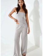 HiCCUP Costum dama set doua piese - top texturat fara bretele si pantaloni - albastru glaciar - jerseu