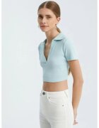 HiCCUP dama - crop polo - decolteu in V - albastru - jerseu - Albastru