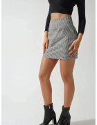 HiCCUP Fusta dama - mini - talie inalta - textil - alb/negru