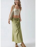 HiCCUP Fusta maxi - cu talie inalta - verde masliniu - textil
