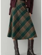 HiCCUP Fusta maxi - linie A - fermoar - verde - textil