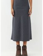 HiCCUP Fusta midi carouri - bleumarin - textil