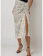 HiCCUP Fusta midi dama - cu imprimeu - satin - bej/negru