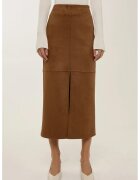 HiCCUP Fusta midi dama - piele intoarsa - cu crapatura - maro