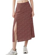 HiCCUP Fusta midi dama - poliester - talie inalta - rosu