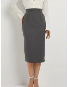 HiCCUP Fusta midi dama - talie inalta - croiala dreapta - textil - gri