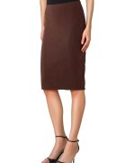 HiCCUP Fusta midi dama viscoza/nylon - cu talie inalta - maro