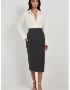 HiCCUP Fusta midi - talie inalta - croiala dreapta - gri - textil
