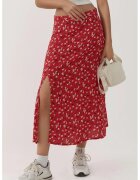 HiCCUP Fusta midi - talie inalta - imprimeu floral - rosu - poliester