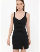 HiCCUP Fusta mini dama - poliester - talie inalta - negru
